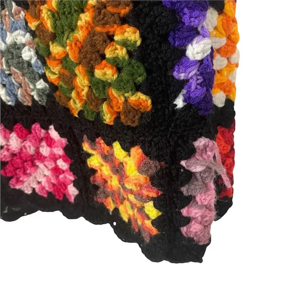 Granny Squares Colorful Crochet Afghan Throw Handmade BOHO 50